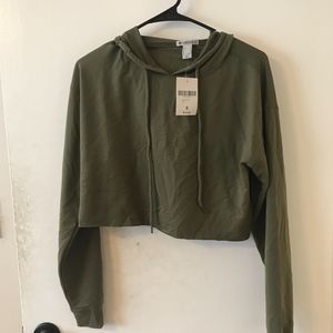Cropped green Forever21 hoodie NWT